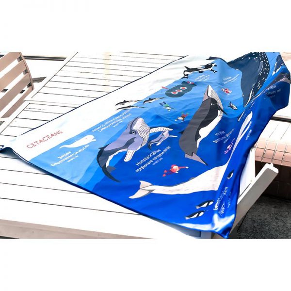 Toalla Cetáceos ballenas y delfines - Grande 80x140 - ecotiendabuceo Oceanarium