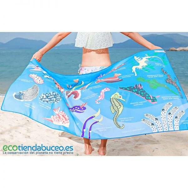 Toalla Nudibranquios azul claro - Grande 80x140 - ecotiendabuceo Oceanarium