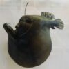 Diablo negro (Melanocetus johnsonii), rape abisal negro con señuelo en la cabeza y el vientre hinchado tras comer